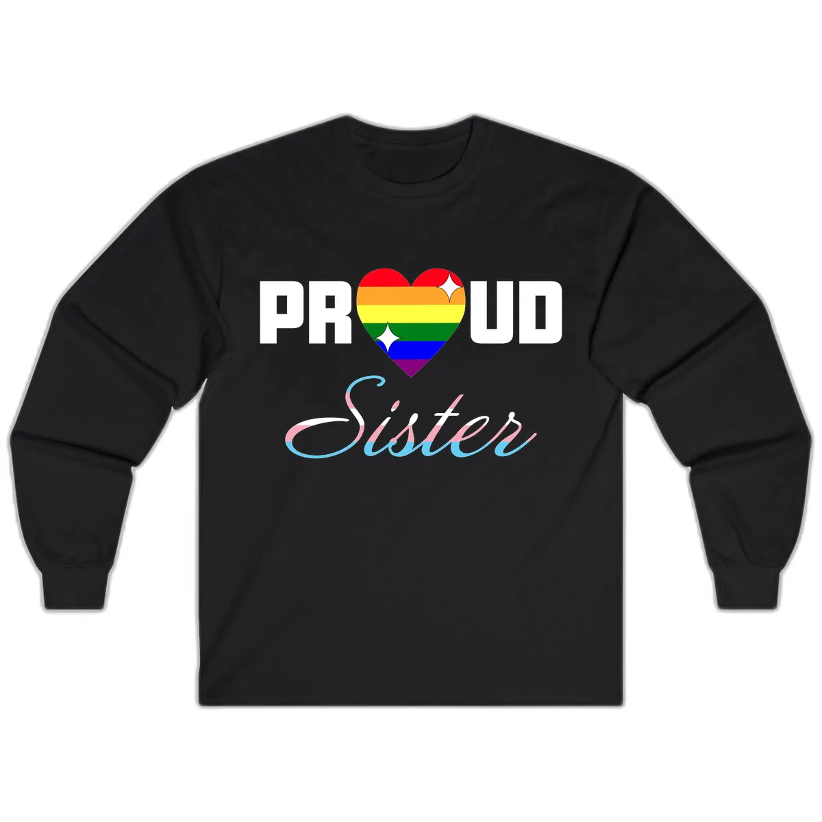 Proud Sisters Rainbow Heart Long Sleeve in Black