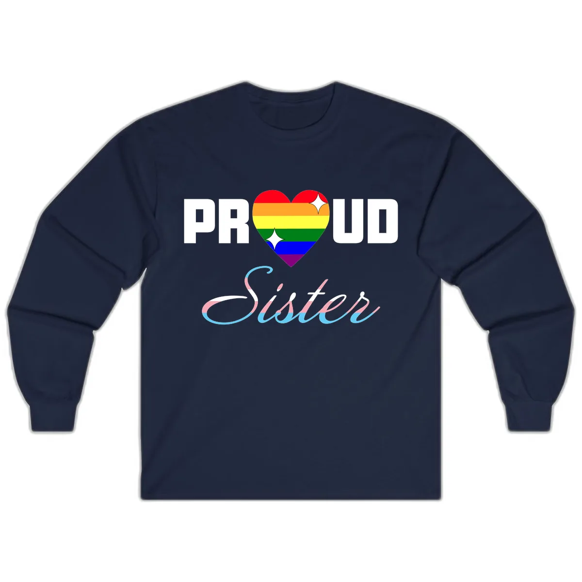 Proud Sisters Rainbow Heart Long Sleeve in Navy