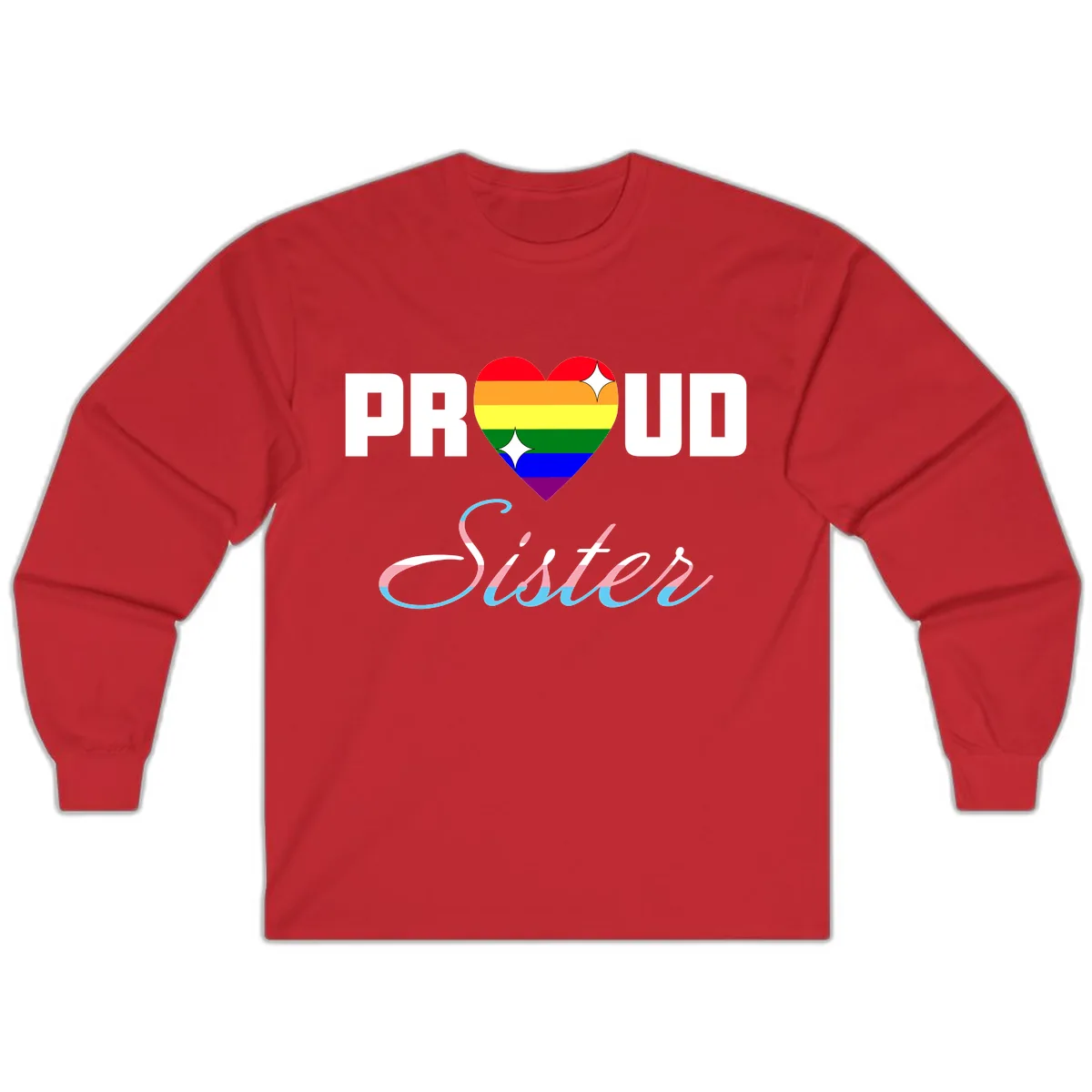Proud Sisters Rainbow Heart Long Sleeve in Red
