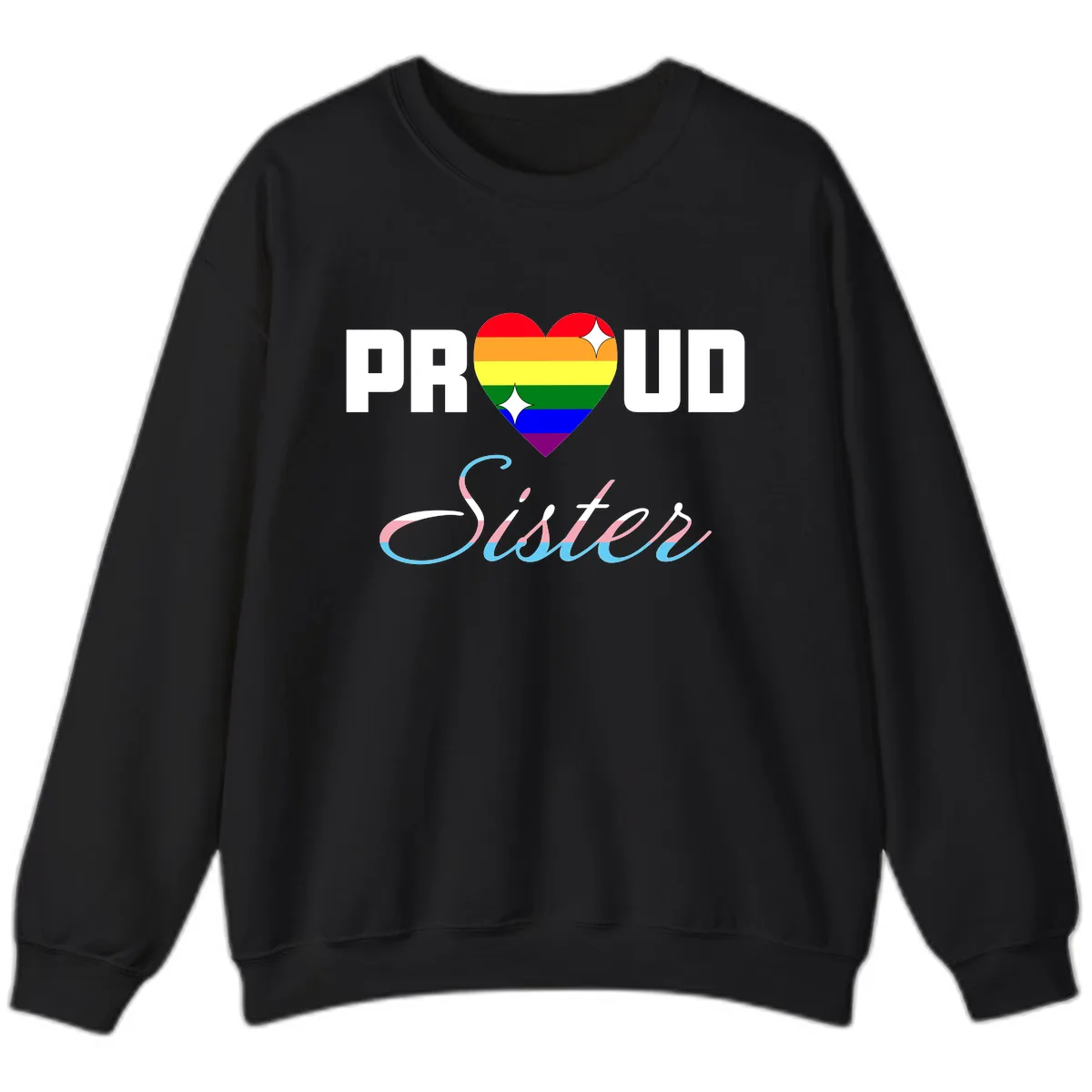 Proud Sisters Rainbow Heart Sweatshirt in Black