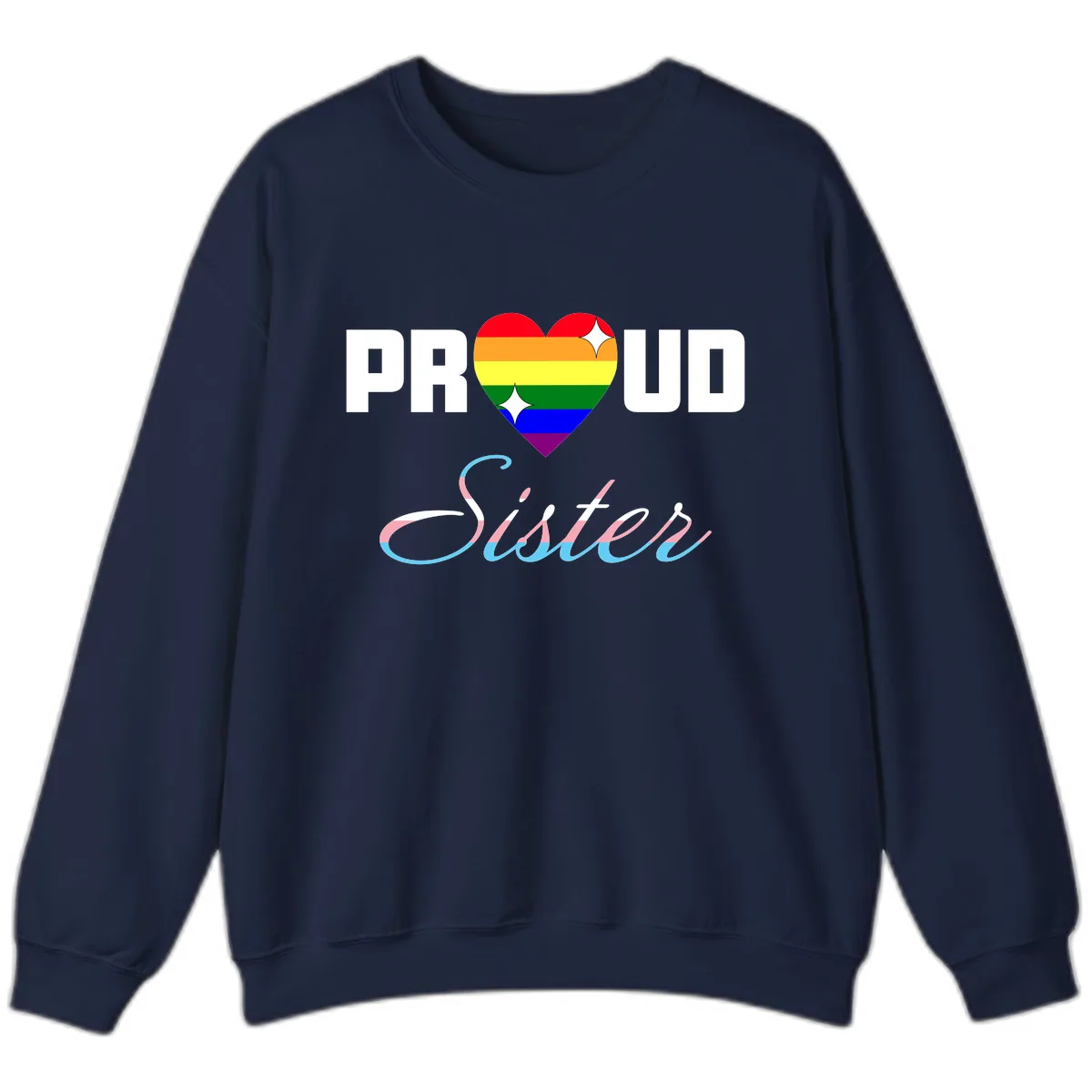 Proud Sisters Rainbow Heart Sweatshirt in Navy