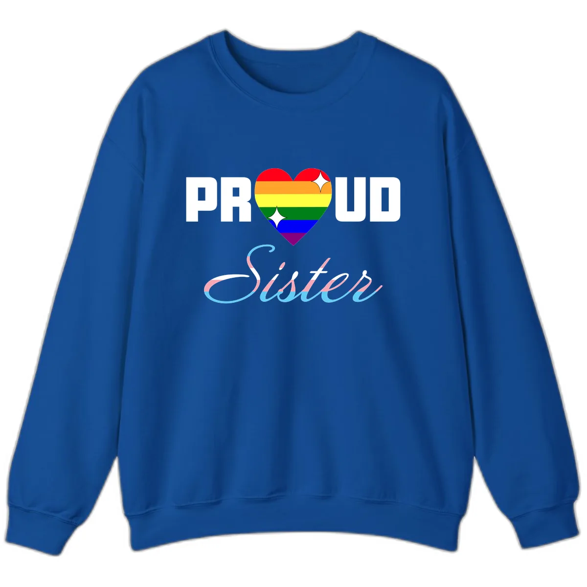 Proud Sisters Rainbow Heart Sweatshirt in Royal
