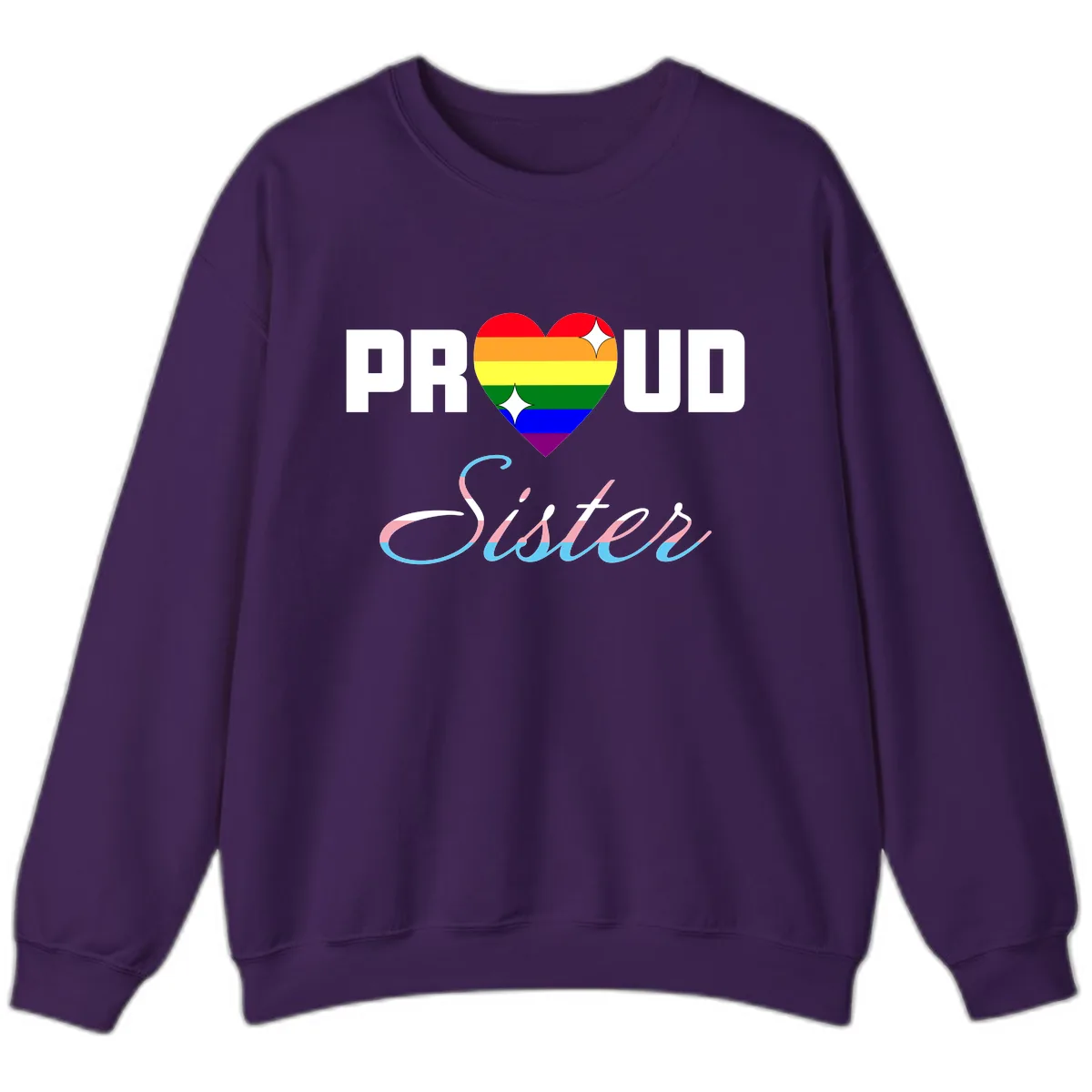 Proud Sisters Rainbow Heart Sweatshirt in Purple