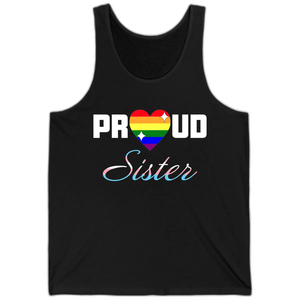 Proud Sisters Rainbow Heart Tank in Black