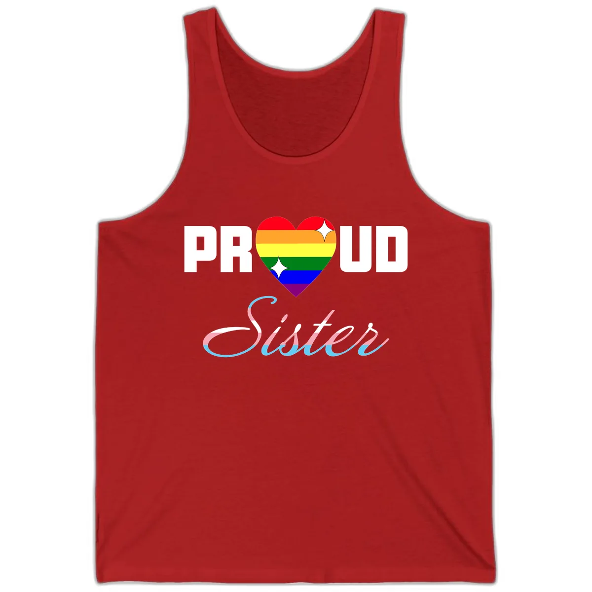 Proud Sisters Rainbow Heart Tank in Red