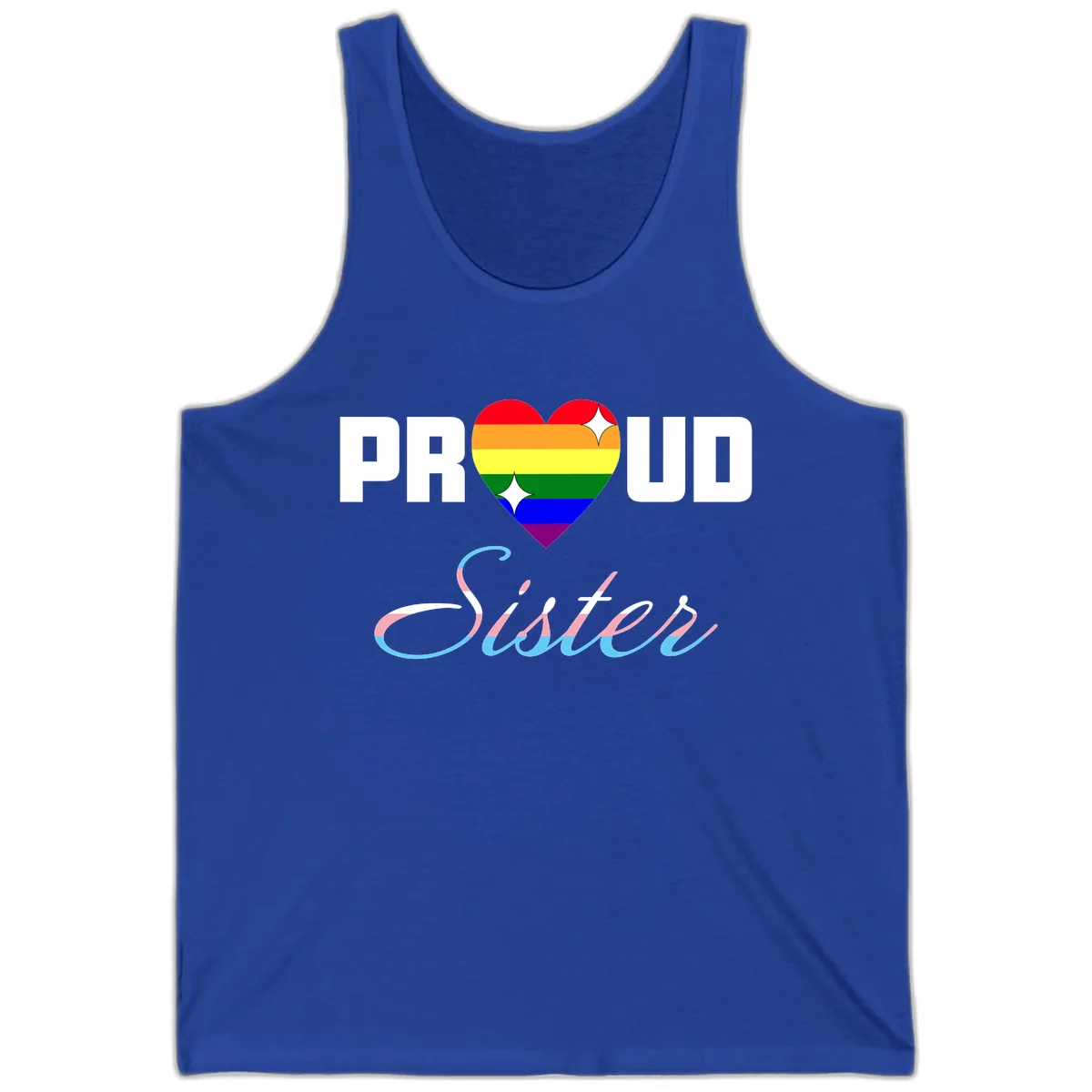 Proud Sisters Rainbow Heart Tank in True Royal