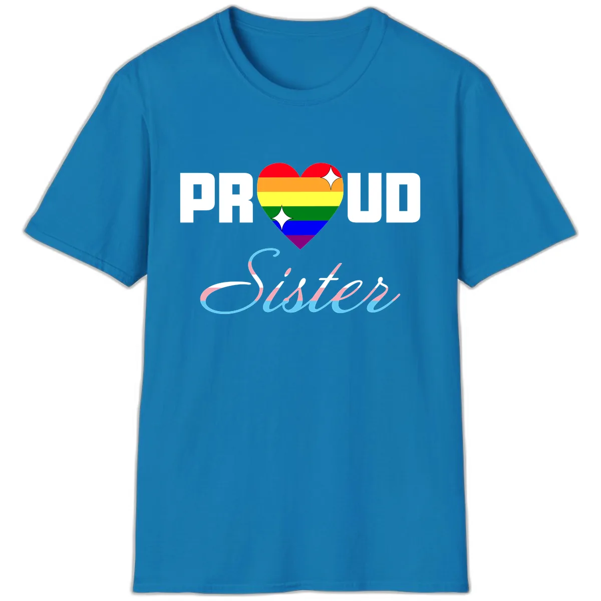 Proud Sisters Rainbow Heart T-Shirt in Sapphire
