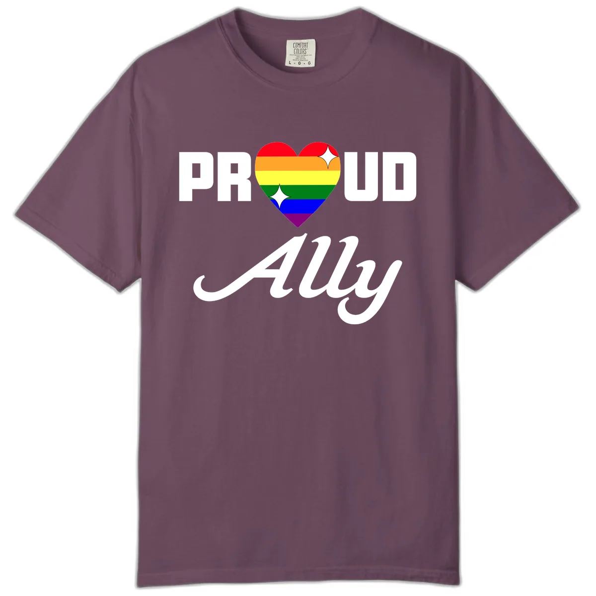 Proud Ally Rainbow Heart Comfort Color in Berry