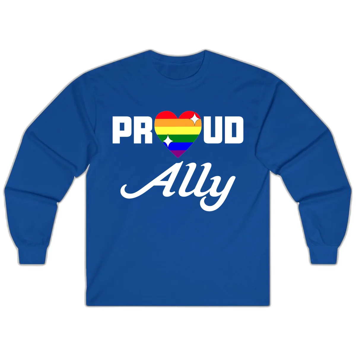 Proud Ally Rainbow Heart Long Sleeve in Royal