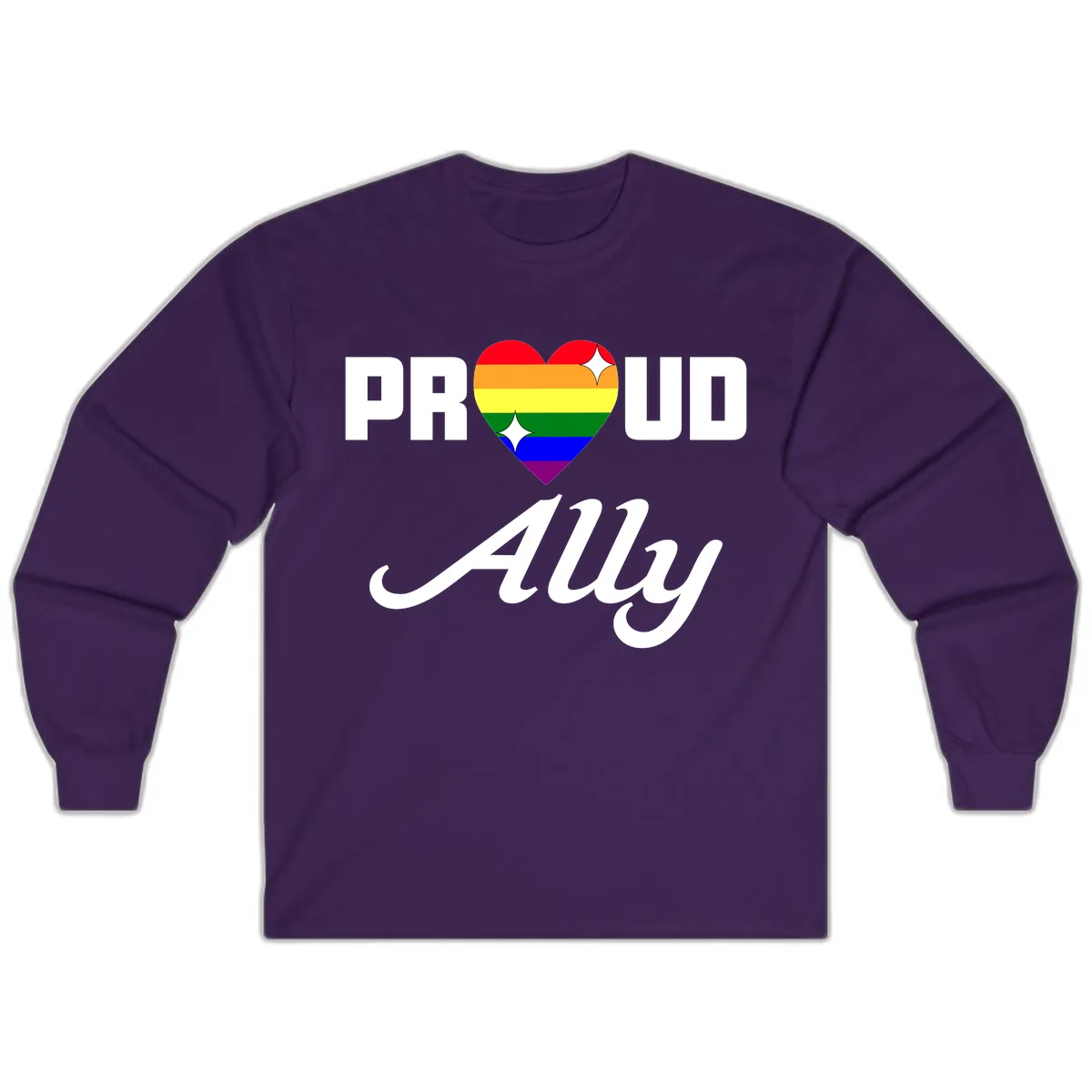 Proud Ally Rainbow Heart Long Sleeve in Purple