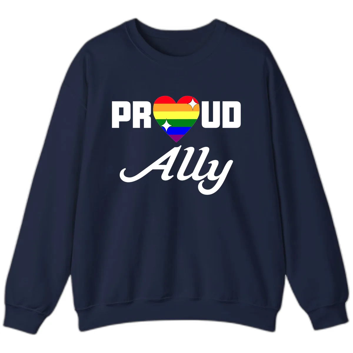 Proud Ally Rainbow Heart Sweatshirt in Navy