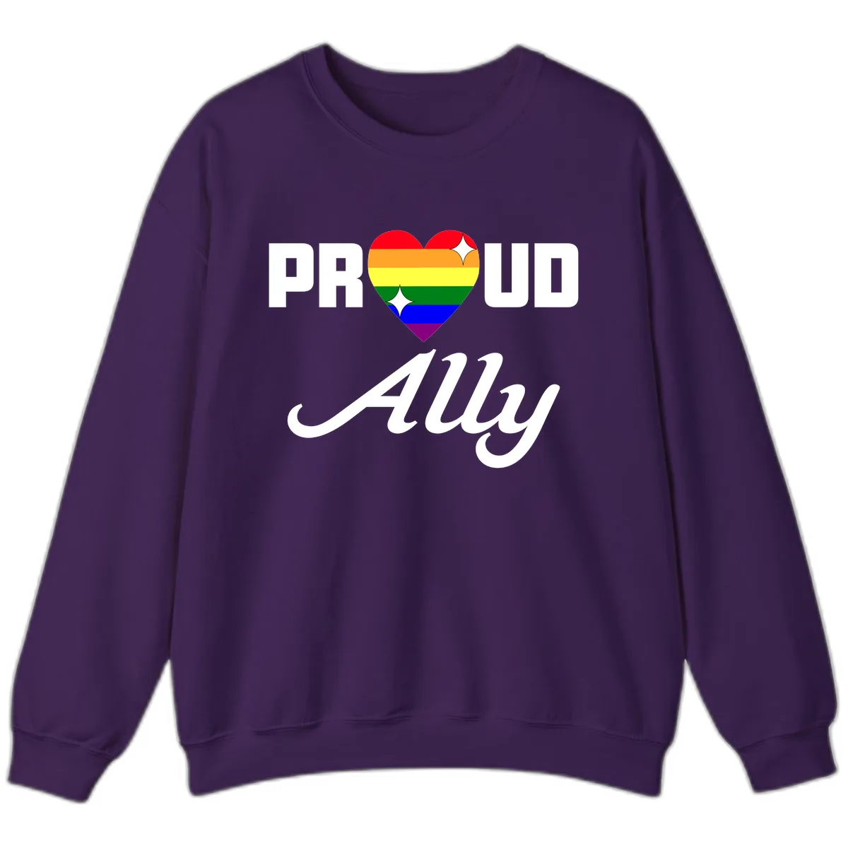 Proud Ally Rainbow Heart Sweatshirt in Purple