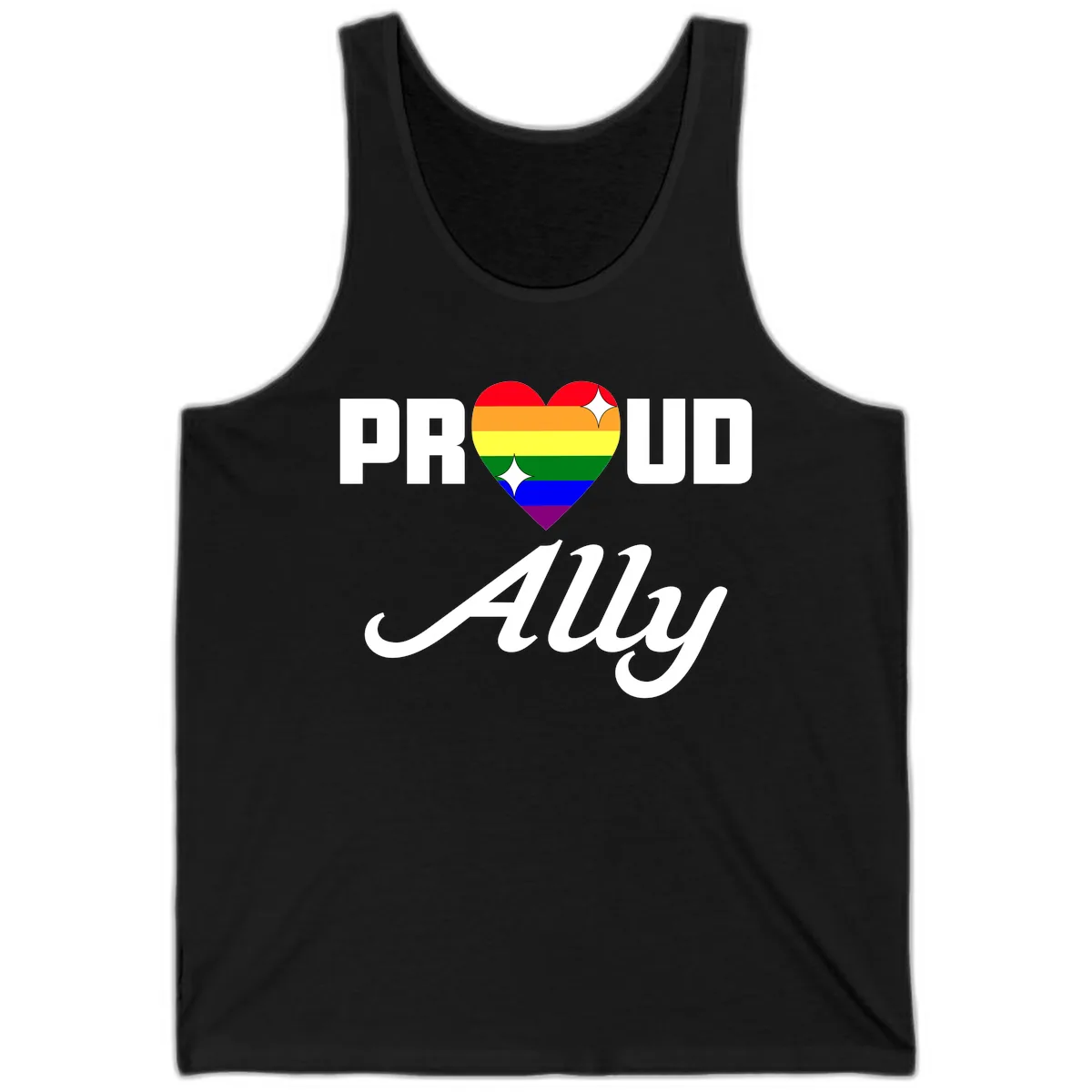 Proud Ally Rainbow Heart Tank in Black
