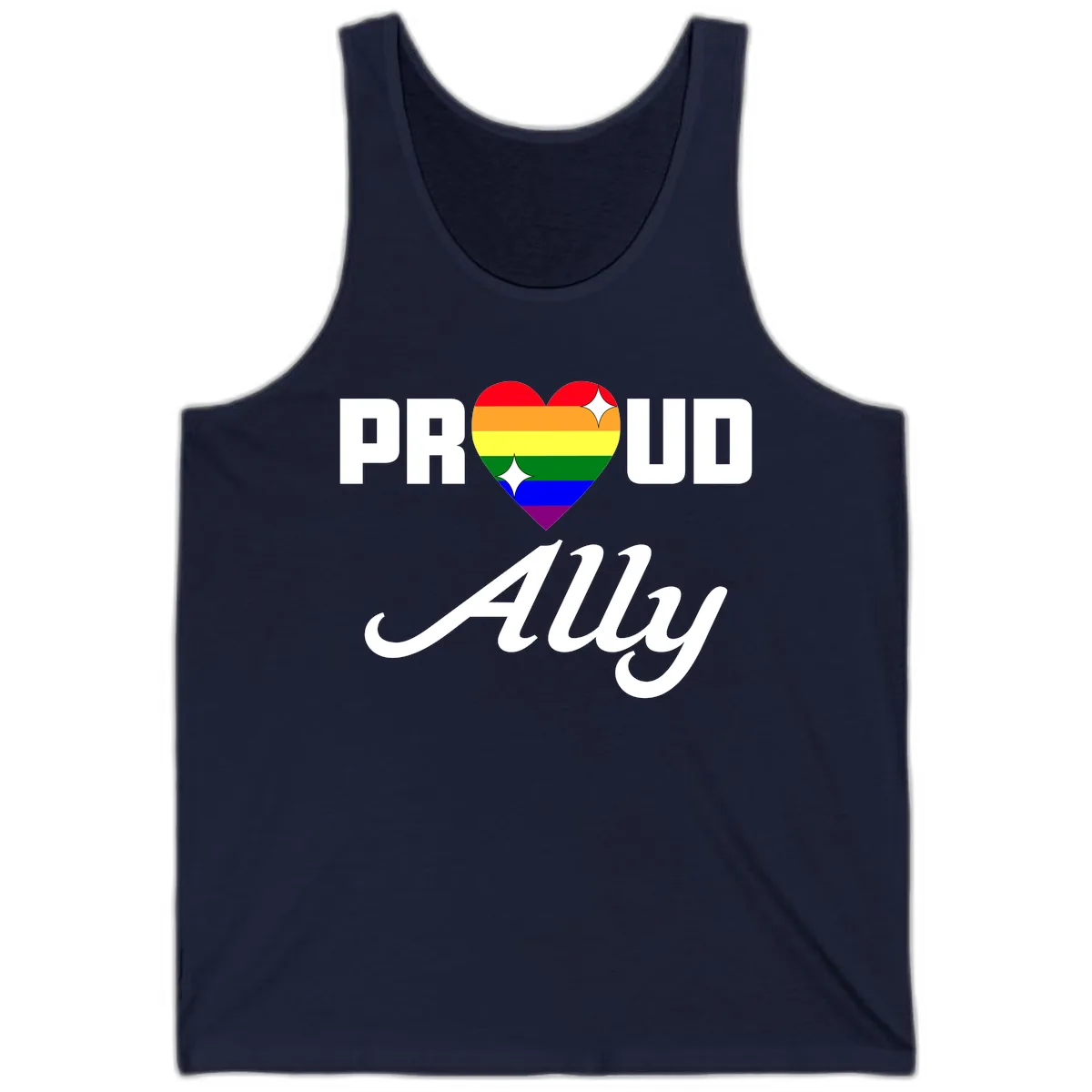 Proud Ally Rainbow Heart Tank in Navy