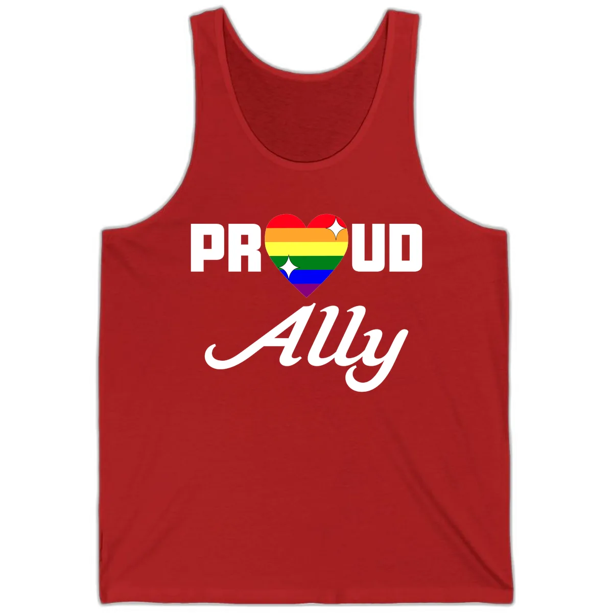 Proud Ally Rainbow Heart Tank in Red
