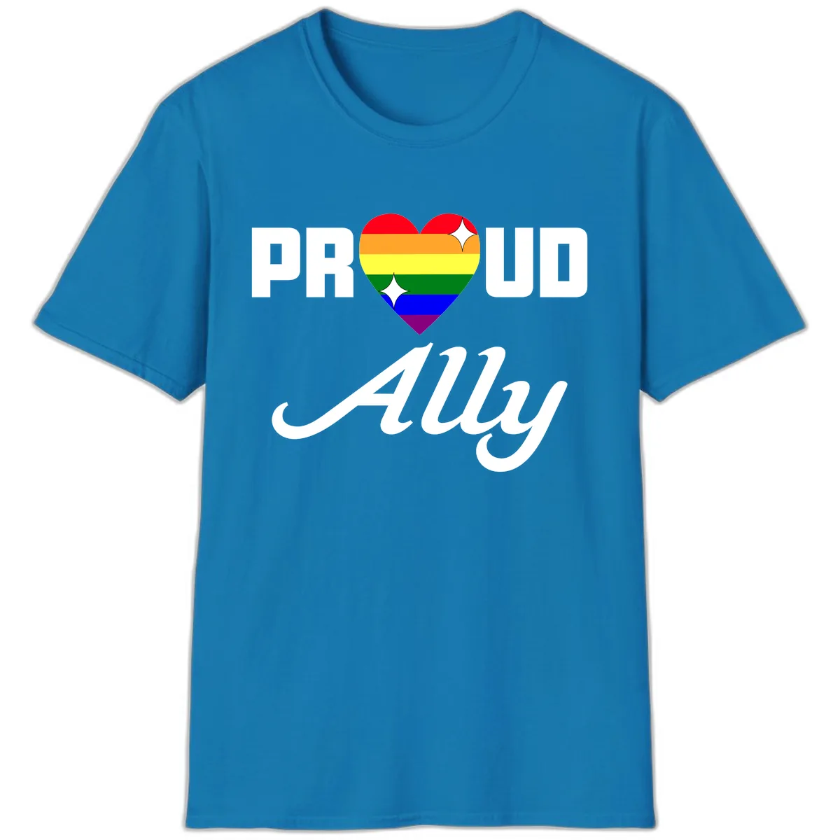 Proud Ally Rainbow Heart T-Shirt in Sapphire