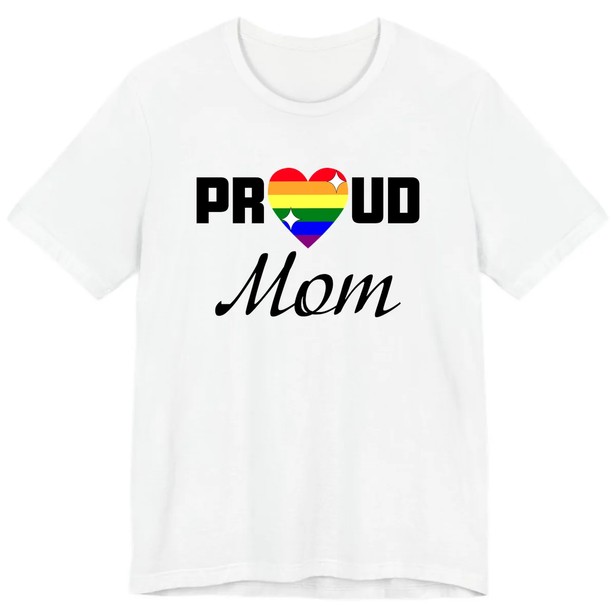 Proud Mom Rainbow Heart Premium T-Shirt in White