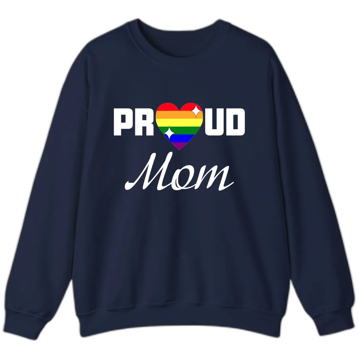 Proud Mom Rainbow Heart Sweatshirt in Navy