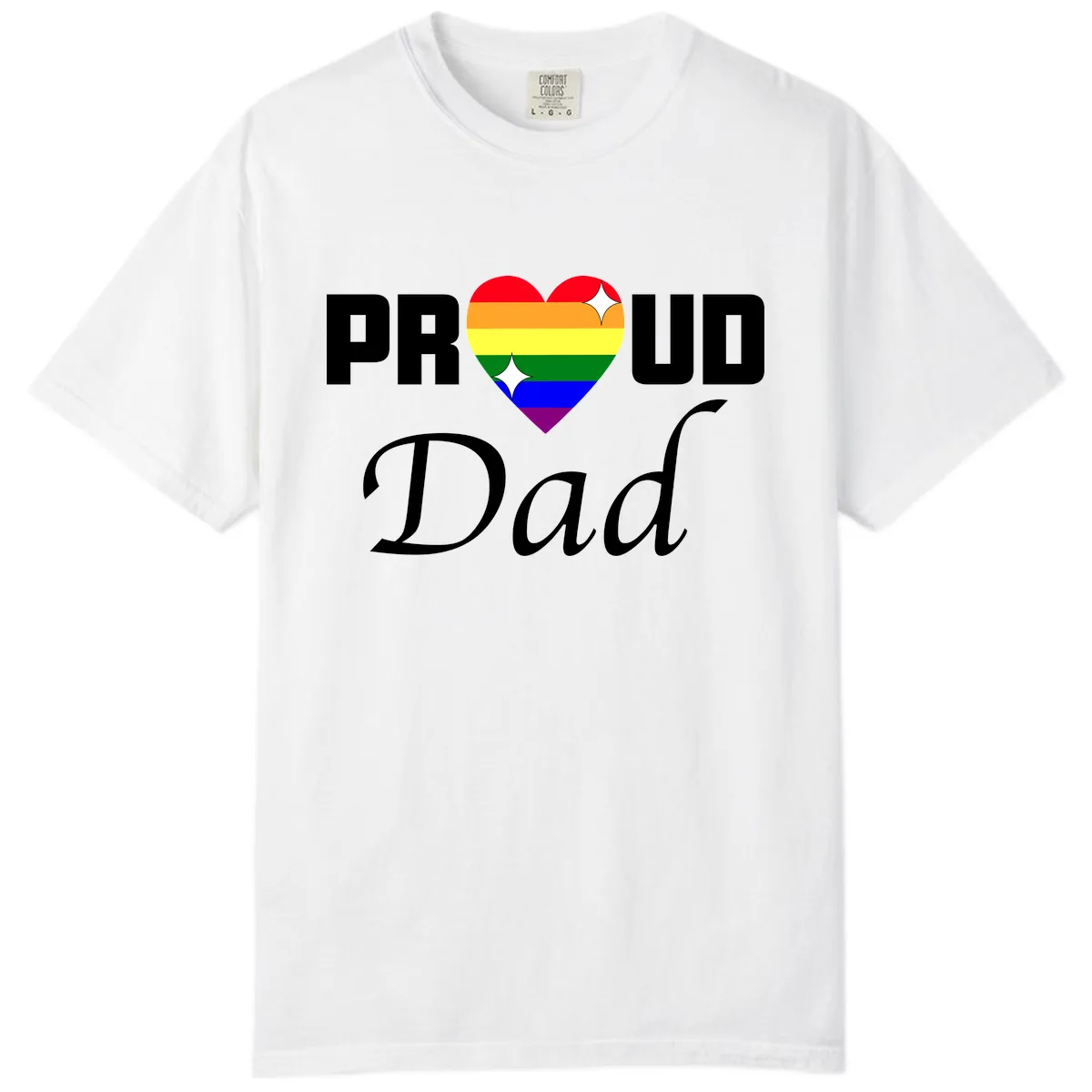 Proud Dad Rainbow Heart Comfort Color in White