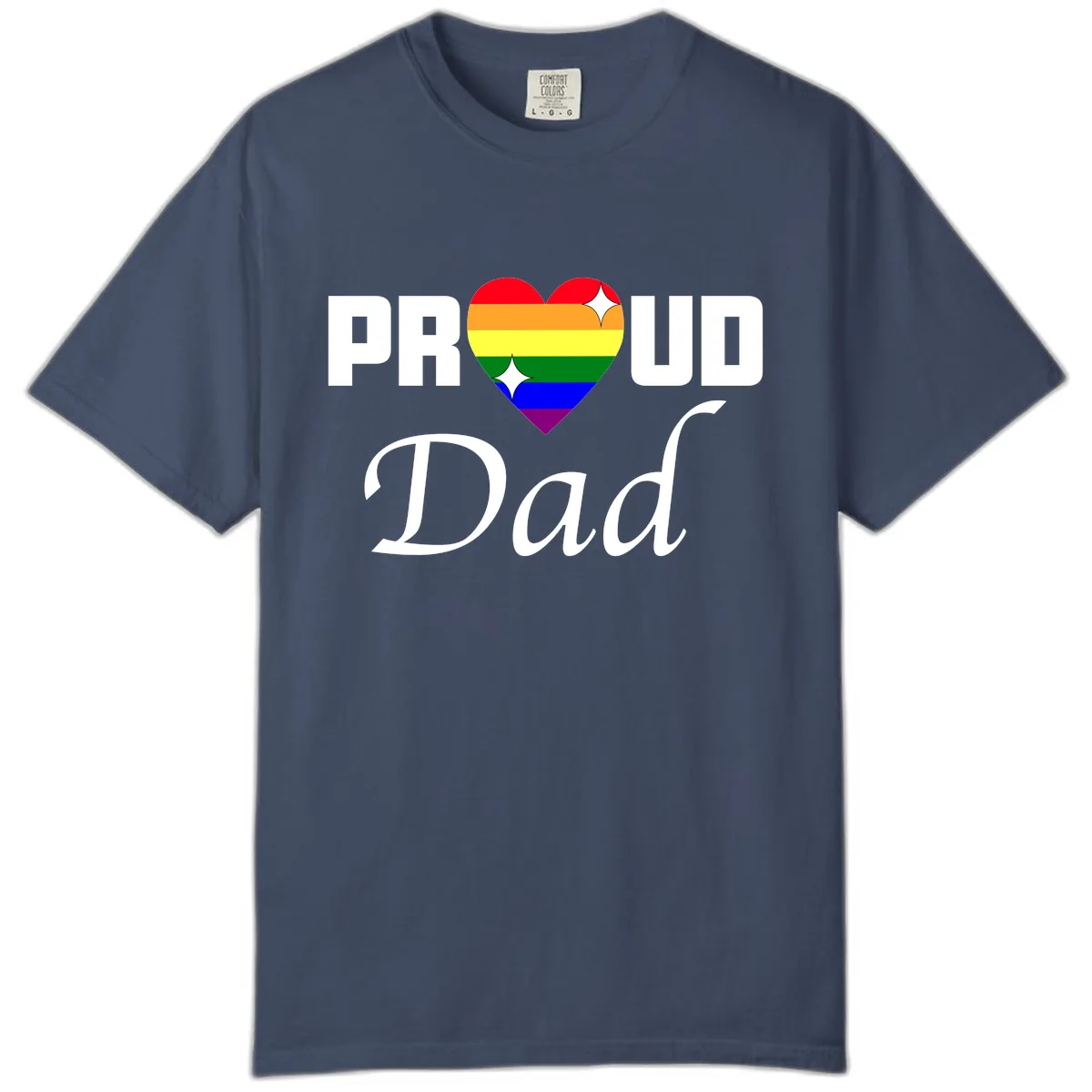 Proud Dad Rainbow Heart Comfort Color in Midnight
