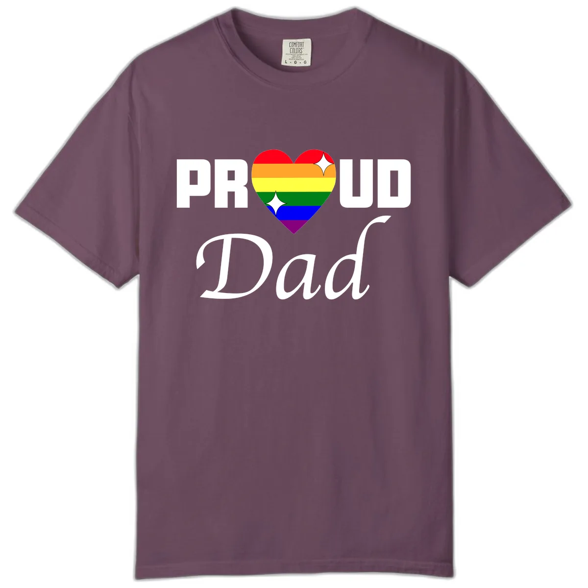 Proud Dad Rainbow Heart Comfort Color in Berry
