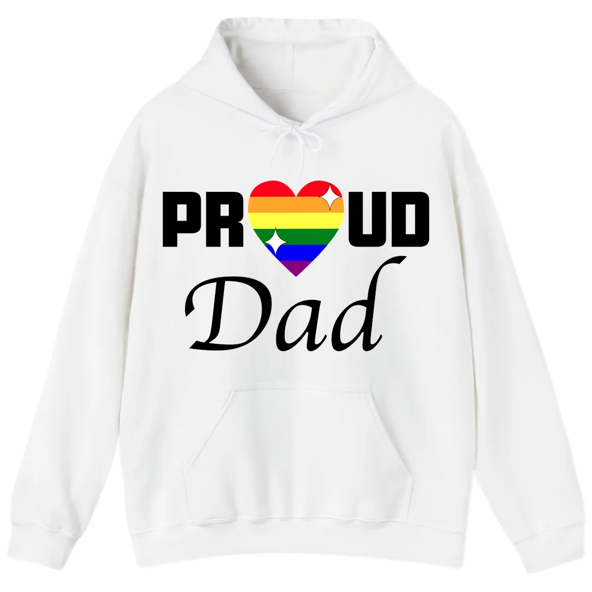 Proud Dad Rainbow Heart Hoodie in White