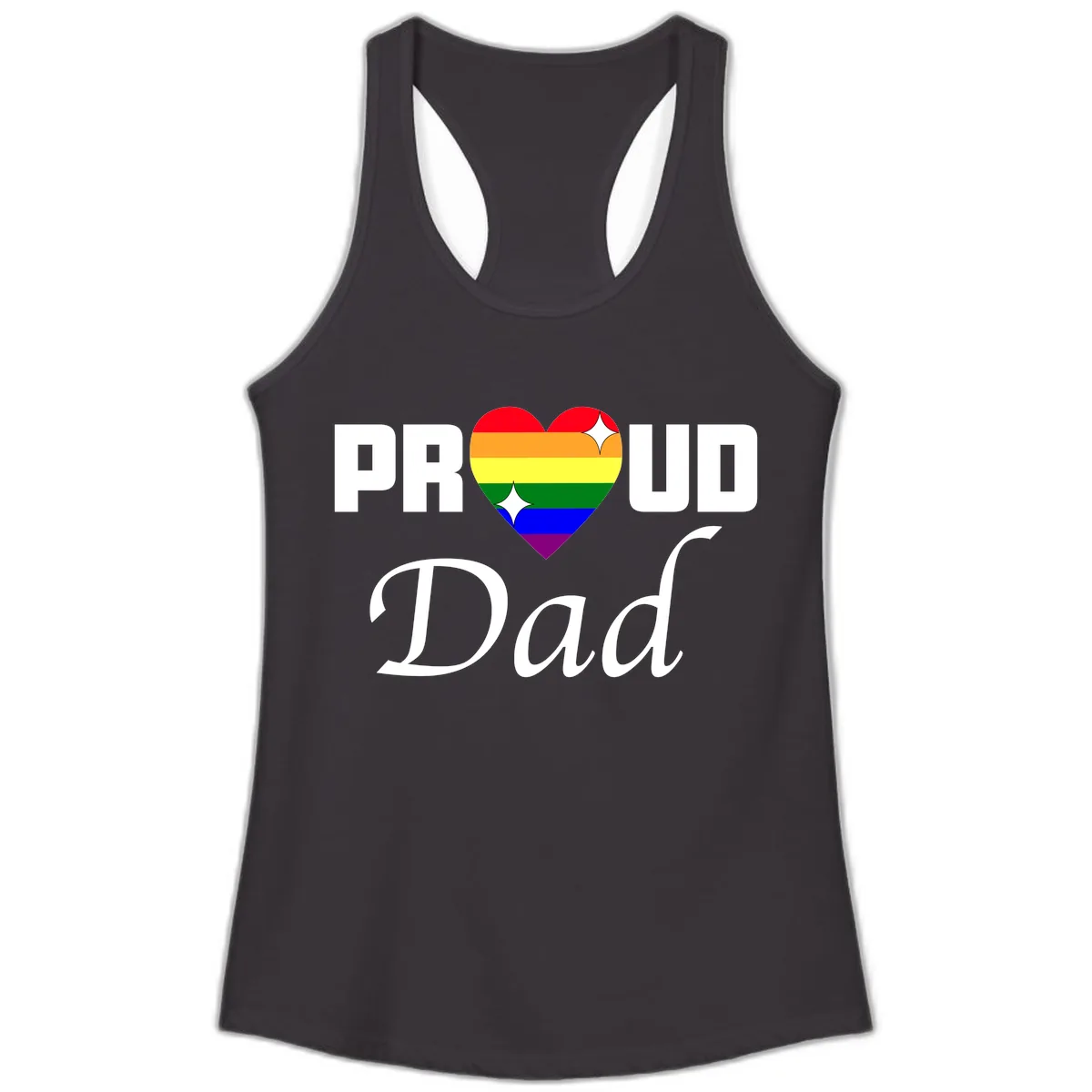 Proud Dad Rainbow Heart Ladies Tank in Black