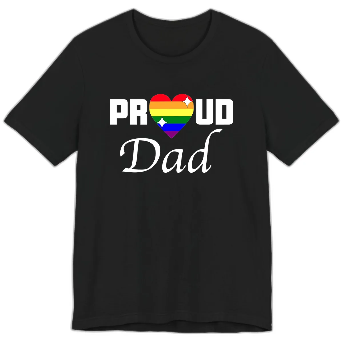 Proud Dad Rainbow Heart Premium T-Shirt in Black
