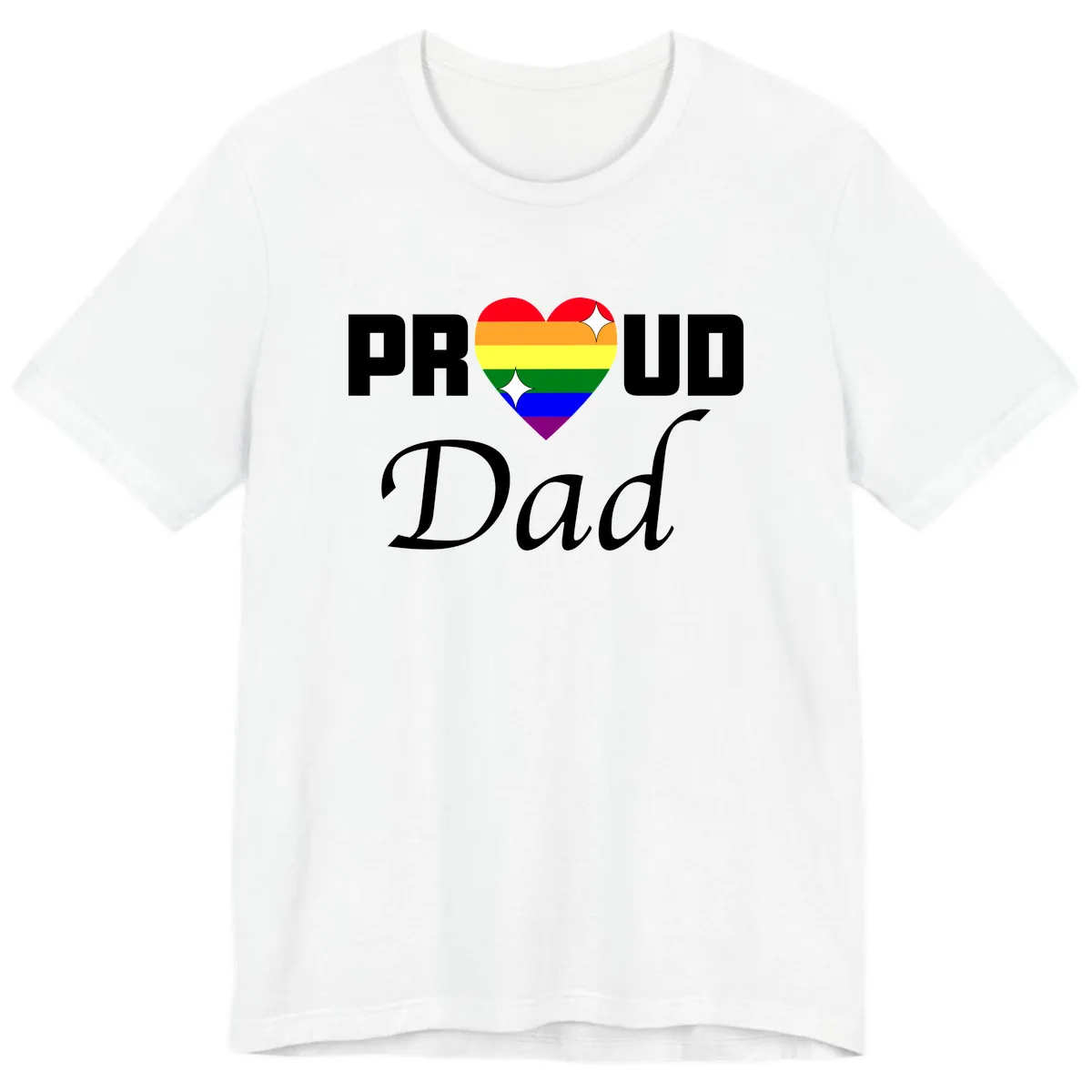 Proud Dad Rainbow Heart Premium T-Shirt in White