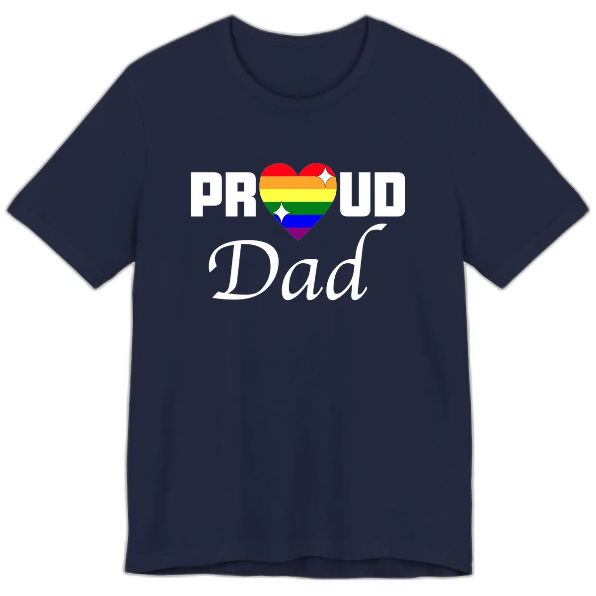 Proud Dad Rainbow Heart Premium T-Shirt in Navy