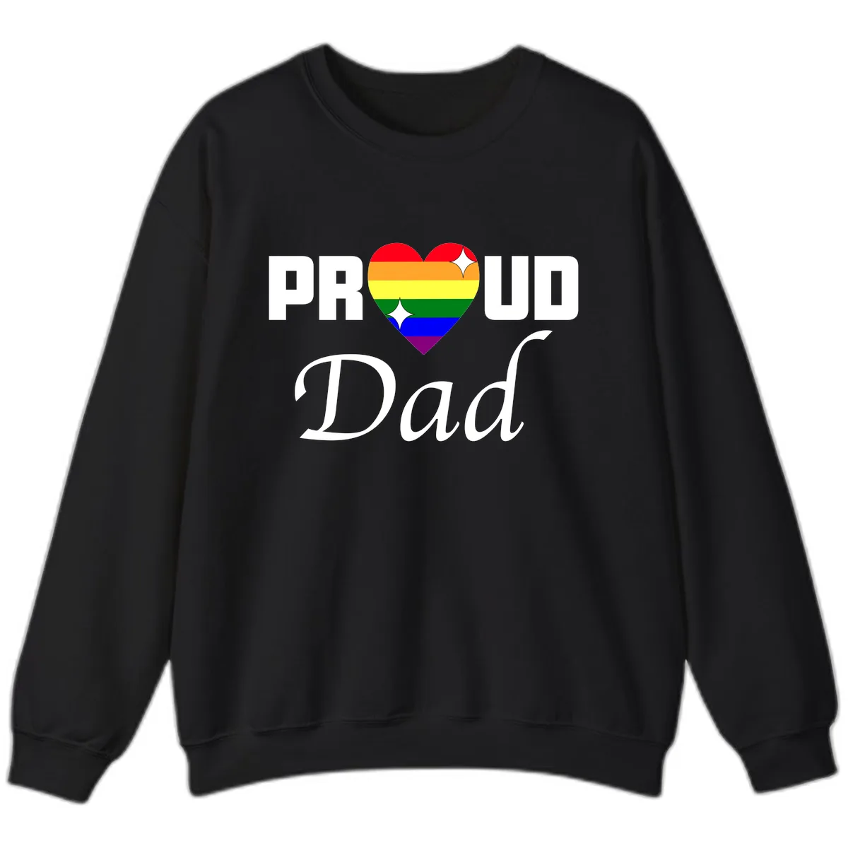 Proud Dad Rainbow Heart Sweatshirt in Black
