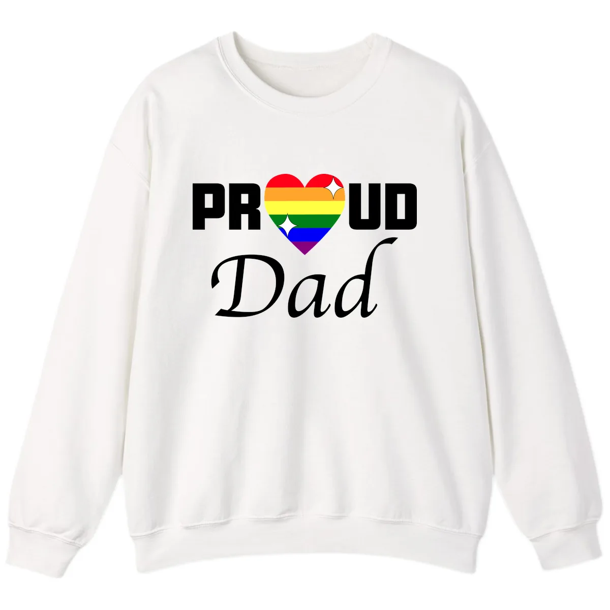 Proud Dad Rainbow Heart Sweatshirt in White