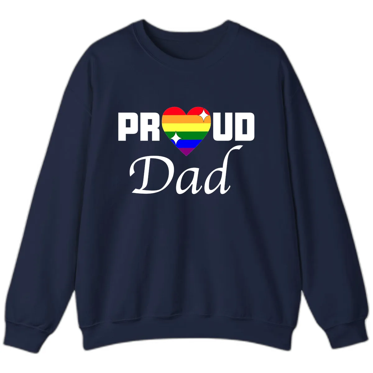 Proud Dad Rainbow Heart Sweatshirt in Navy