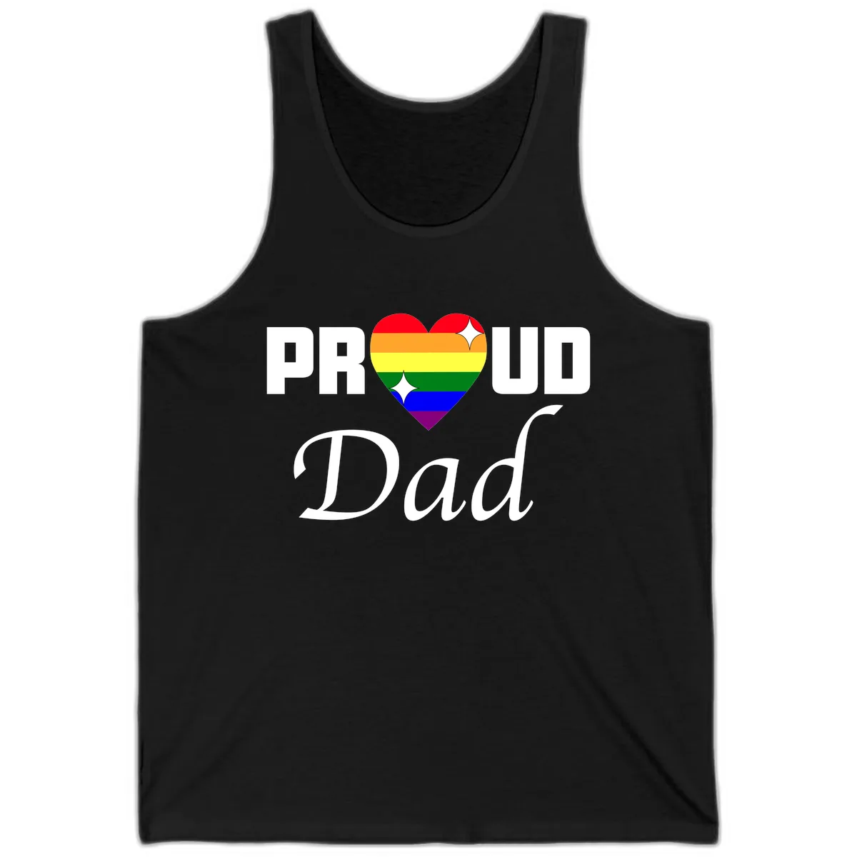 Proud Dad Rainbow Heart Tank in Black