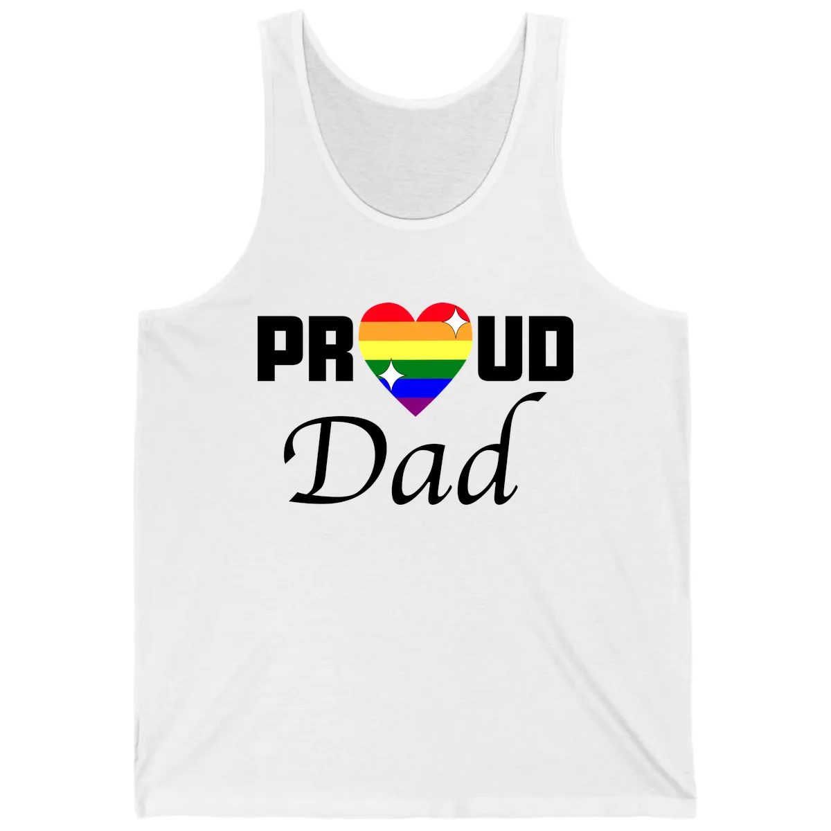 Proud Dad Rainbow Heart Tank in White
