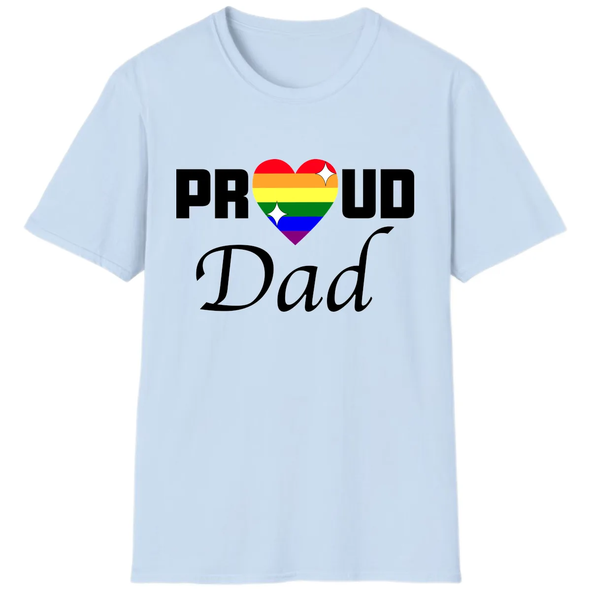 Proud Dad Rainbow Heart T-Shirt in Light Blue