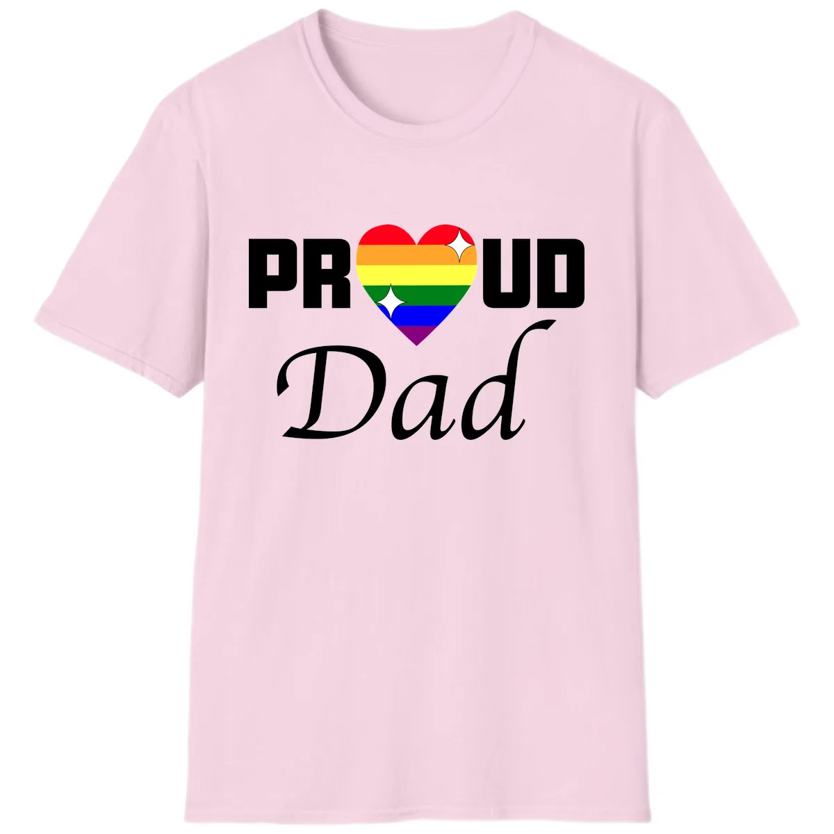 Proud Dad Rainbow Heart T-Shirt in Light Pink