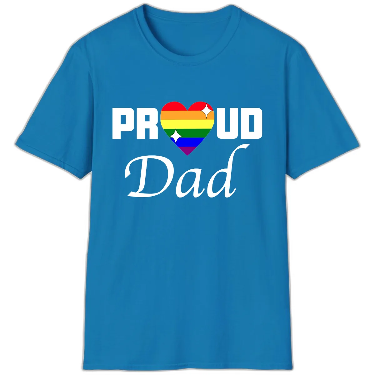 Proud Dad Rainbow Heart T-Shirt in Sapphire