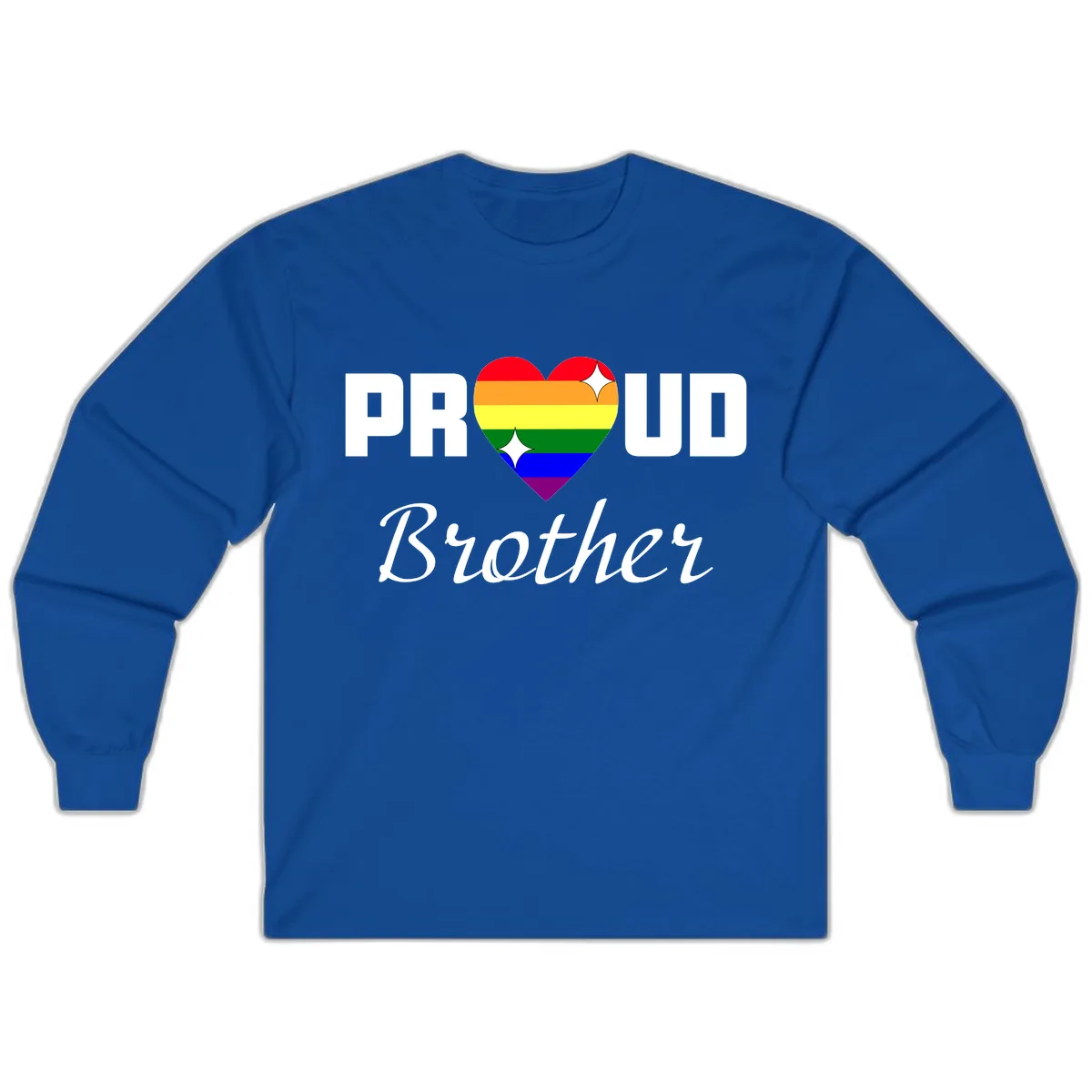 Proud Brother Rainbow Heart Long Sleeve in Royal