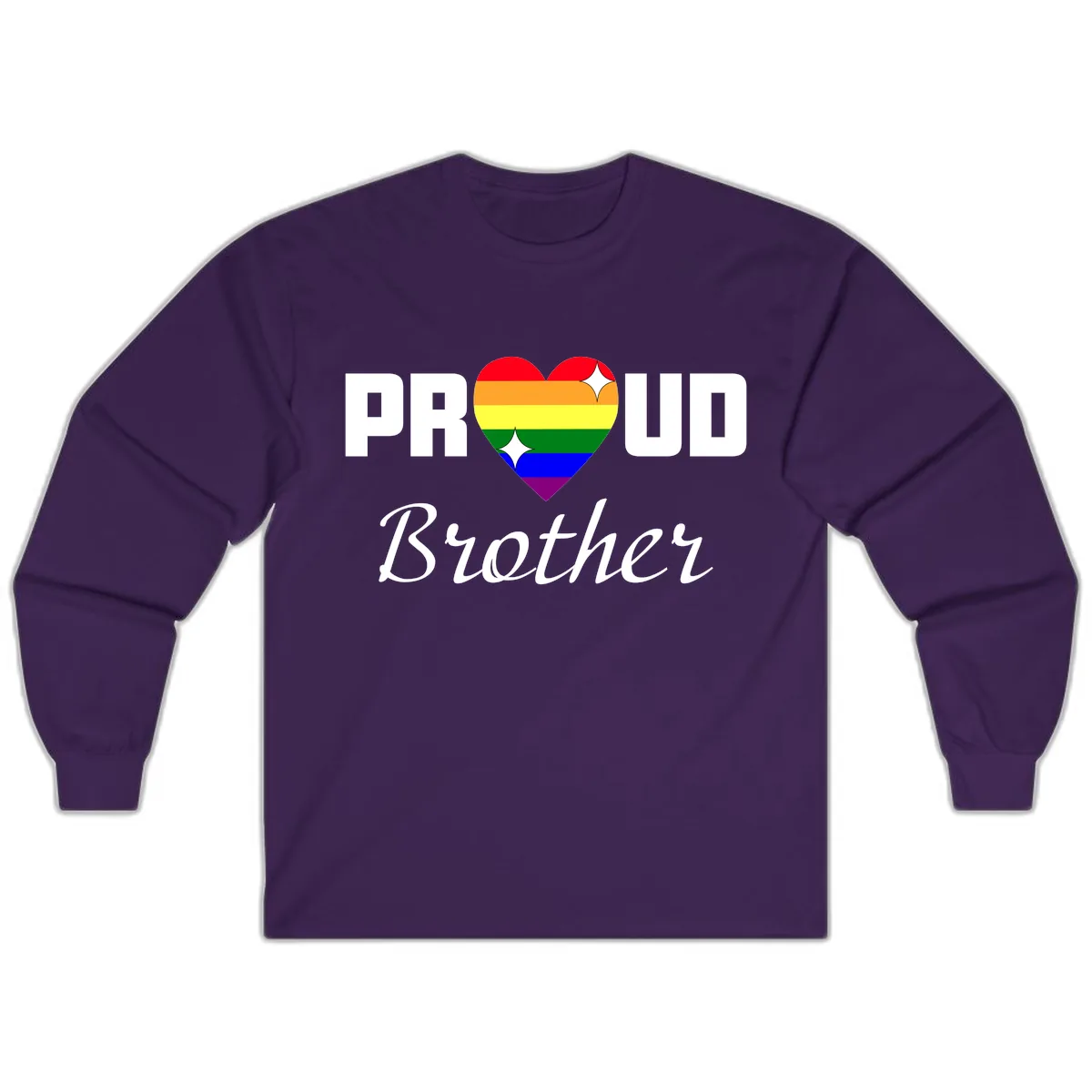 Proud Brother Rainbow Heart Long Sleeve in Purple