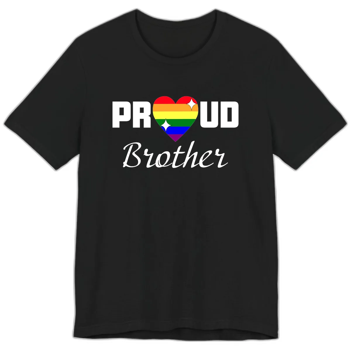Proud Brother Rainbow Heart Premium T-Shirt in Black