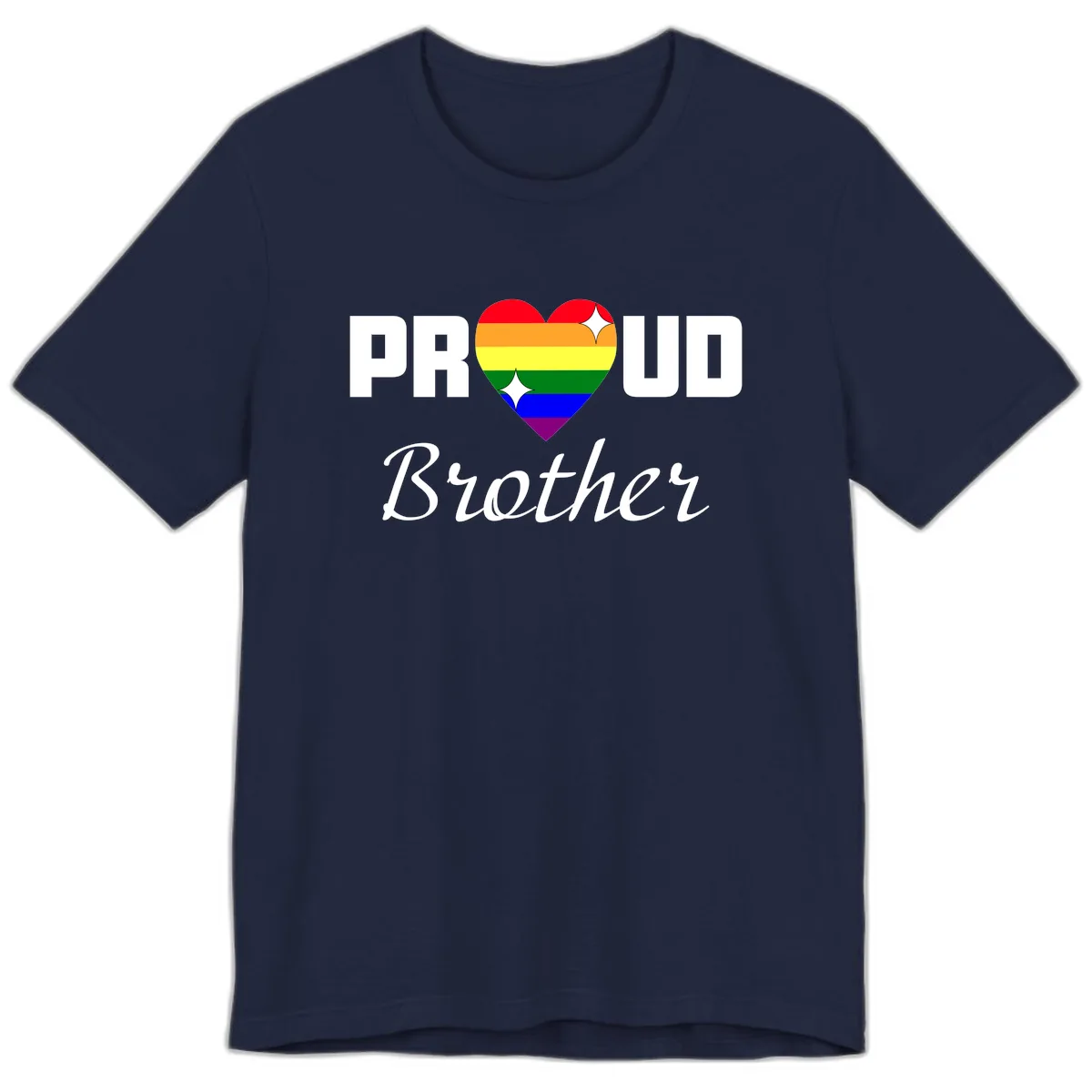 Proud Brother Rainbow Heart Premium T-Shirt in Navy