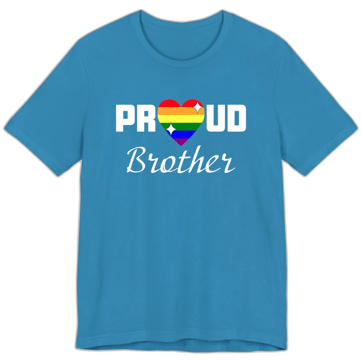 Proud Brother Rainbow Heart Premium T-Shirt in Aqua