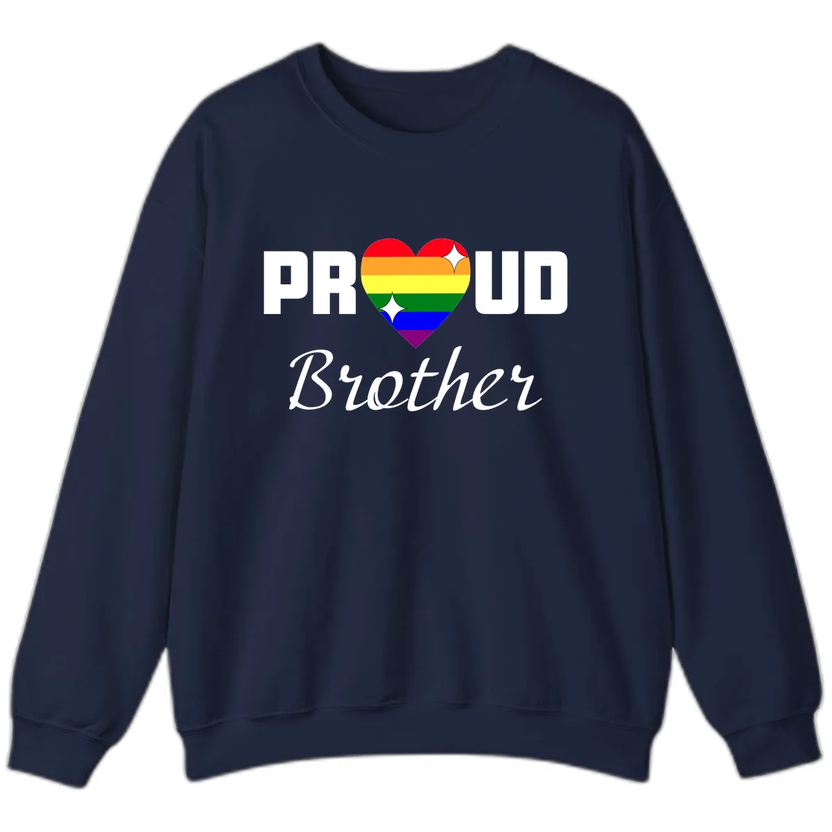 Proud Brother Rainbow Heart Sweatshirt in Navy