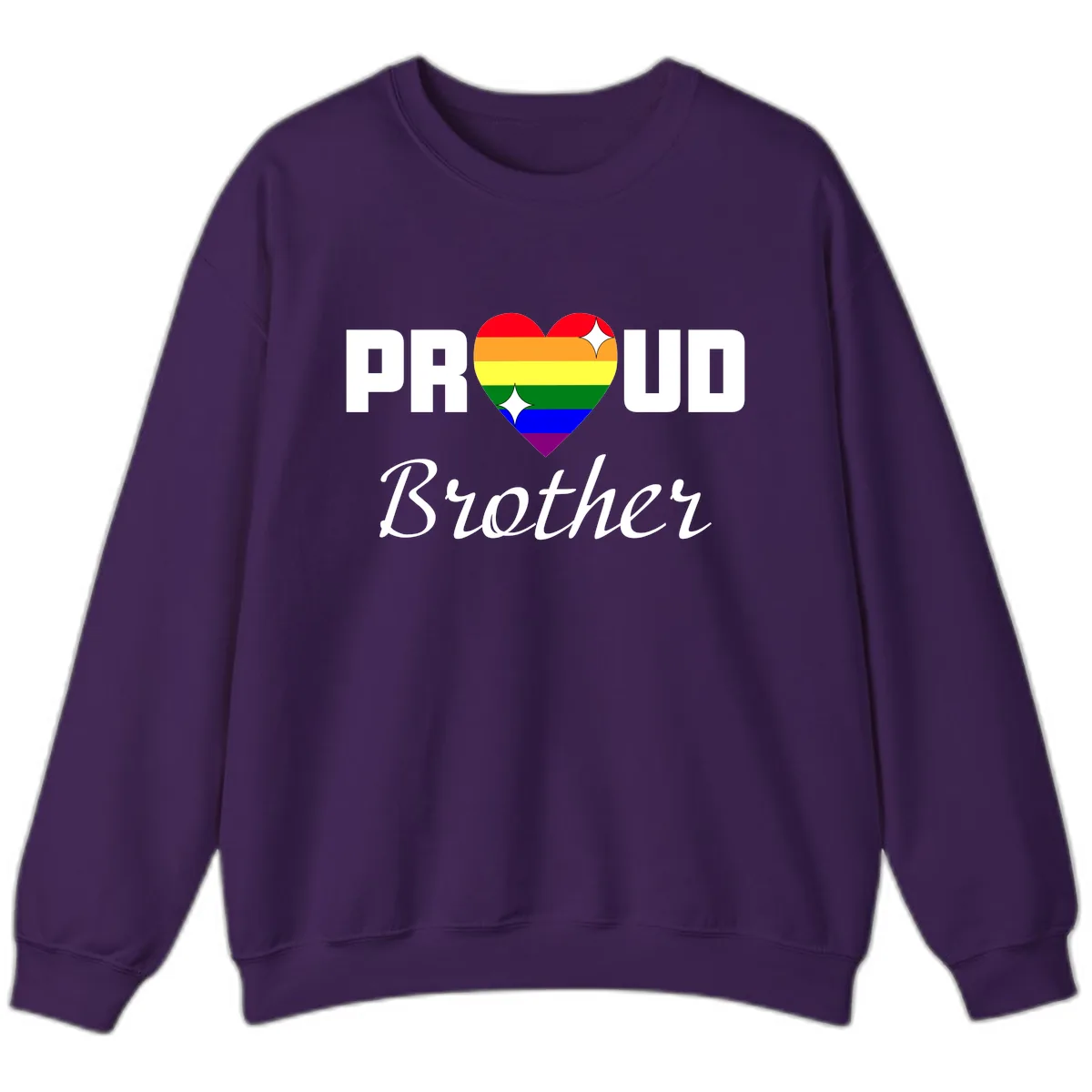 Proud Brother Rainbow Heart Sweatshirt in Purple