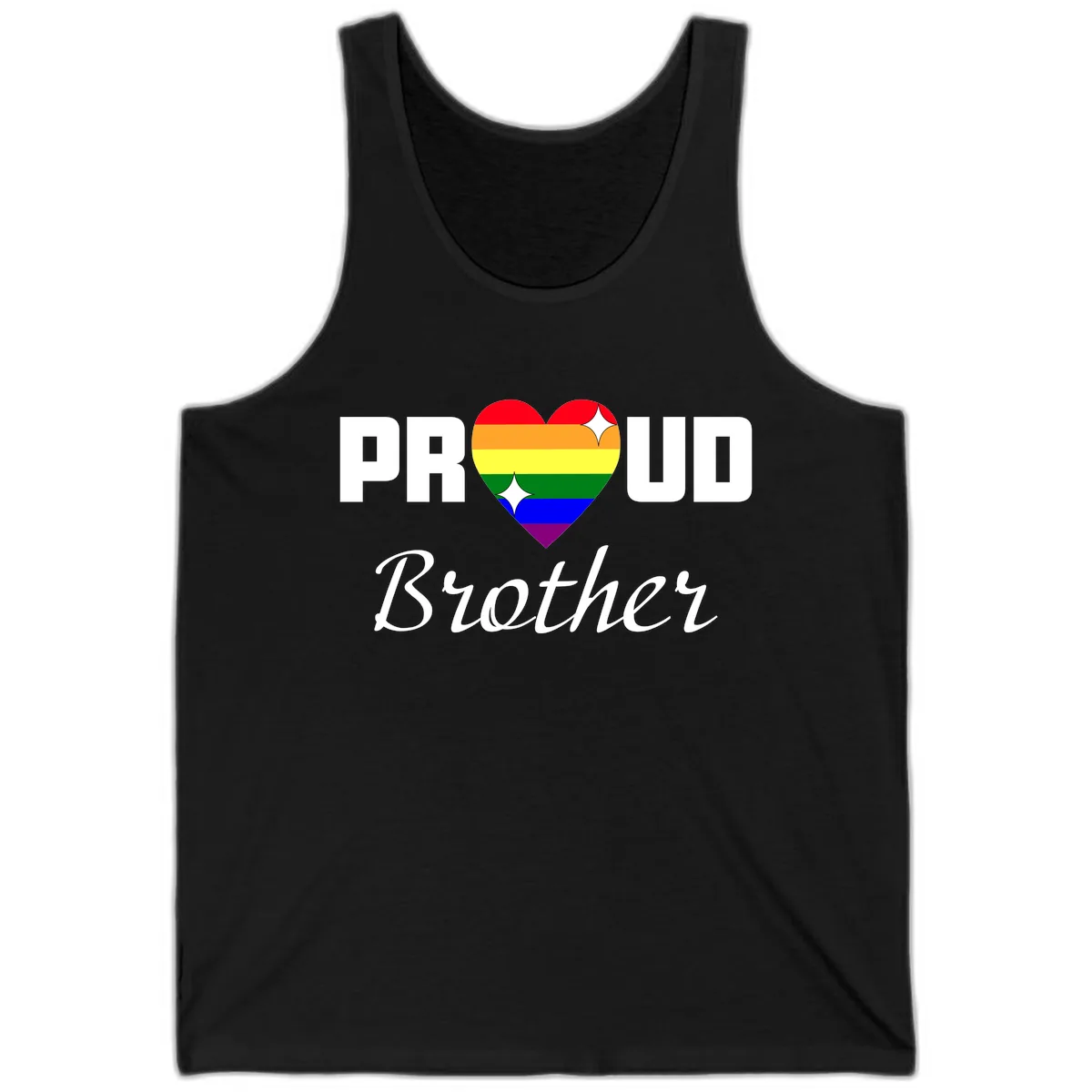 Proud Brother Rainbow Heart Tank in Black