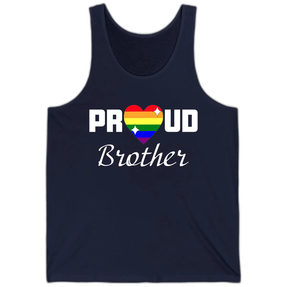 Proud Brother Rainbow Heart Tank in Navy