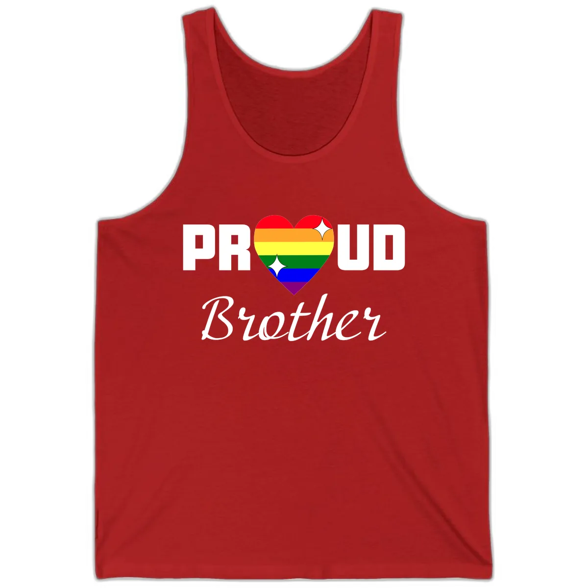 Proud Brother Rainbow Heart Tank in Red