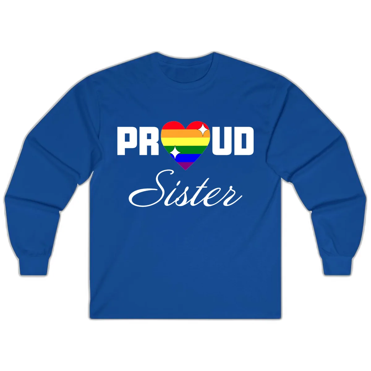 Proud Sister Rainbow Heart Long Sleeve in Royal