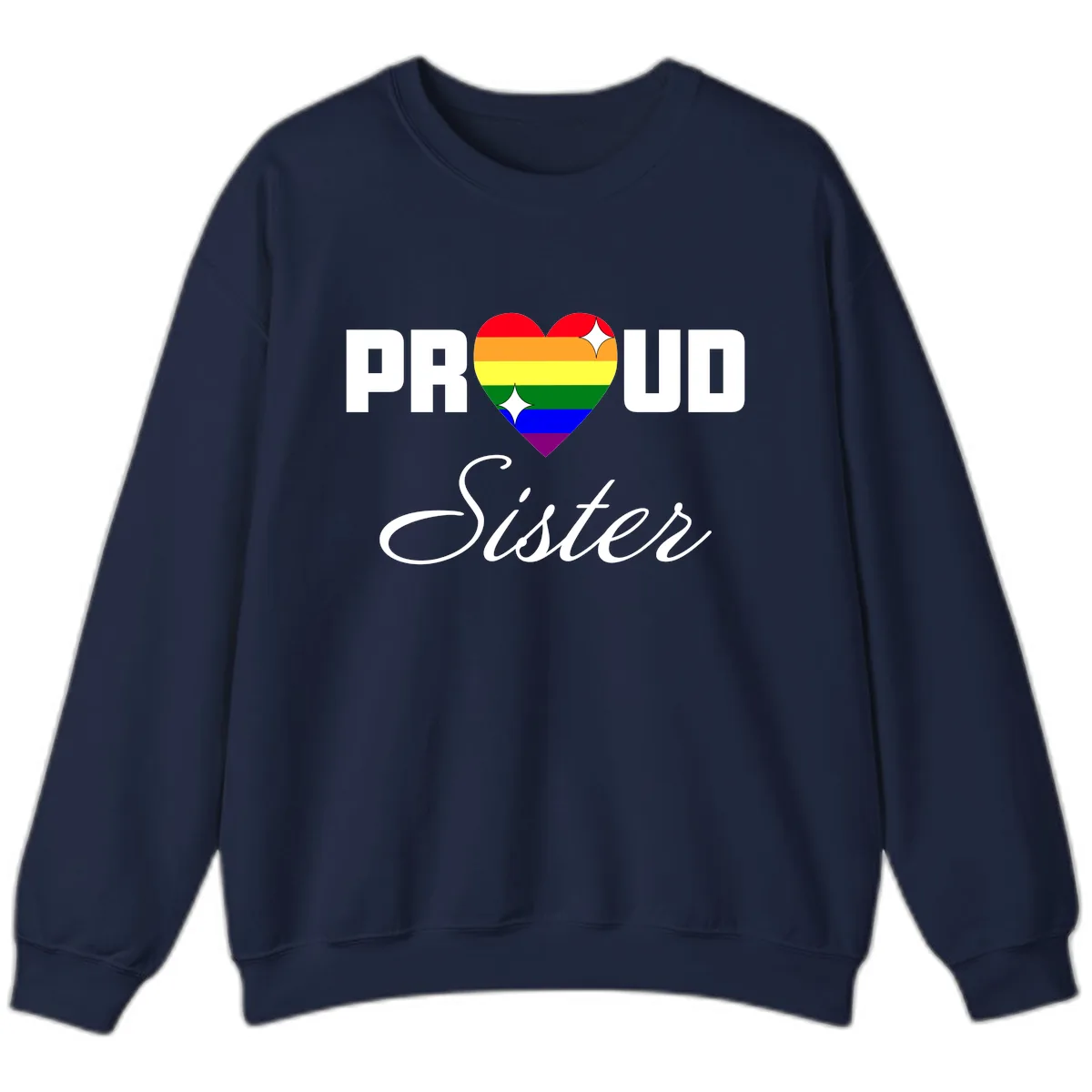 Proud Sister Rainbow Heart Sweatshirt in Navy